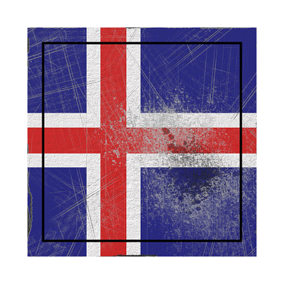 3d rendering of an Iceland country flag on a rusty surface