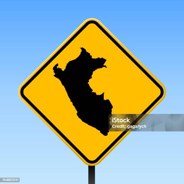 Peruvian Riad Sign Peru Map On Road Sign Stock Illustration - Download Image Now - Blue ...