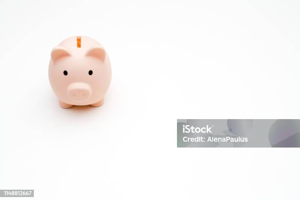 Cute Little Piggy Bank On White Stock Photo - Download Image Now - Animal, Banking, Beginnings