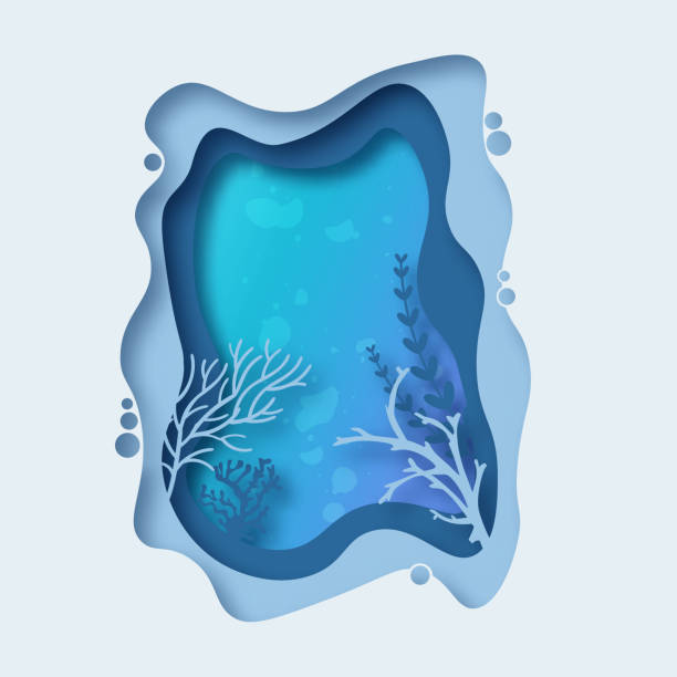 ilustrações, clipart, desenhos animados e ícones de corte do papel do sumário do ambiente do aquário - abstract animal aquatic art