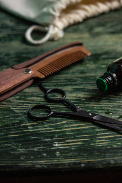 istock Shaving accessories on wooden background, zero waste. 1148817487