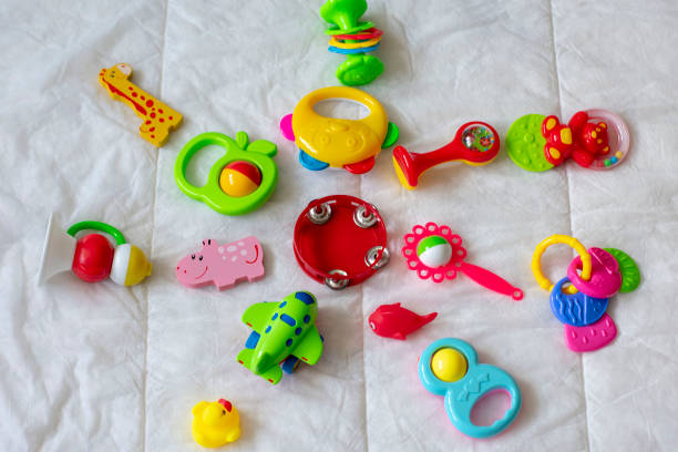 istock Kids bright colorful toys frame on white background. Top view. Flat lay. Copy space for text 1148817556