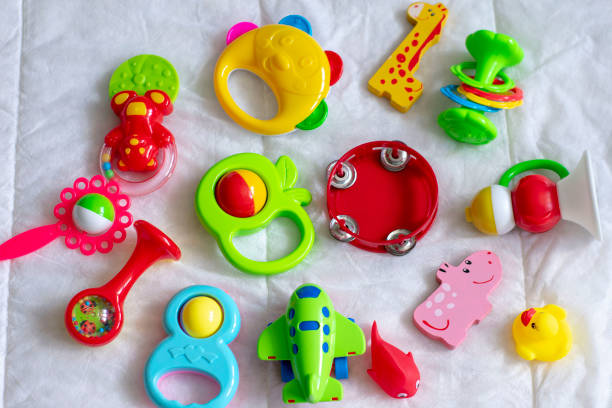istock Kids bright colorful toys frame on white background. Top view. Flat lay. Copy space for text 1148818116