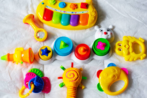istock Kids bright colorful toys frame on white background. Top view. Flat lay. Copy space for text 1148818137