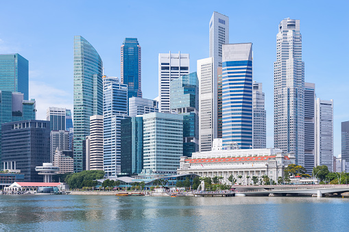 Marina Bay and Financial district with skyscrapers office business building, Singapore