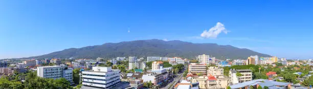 Photo of Chiang Mai cityscape and Doi Suthep mountain panorama view over Huaykaew Road