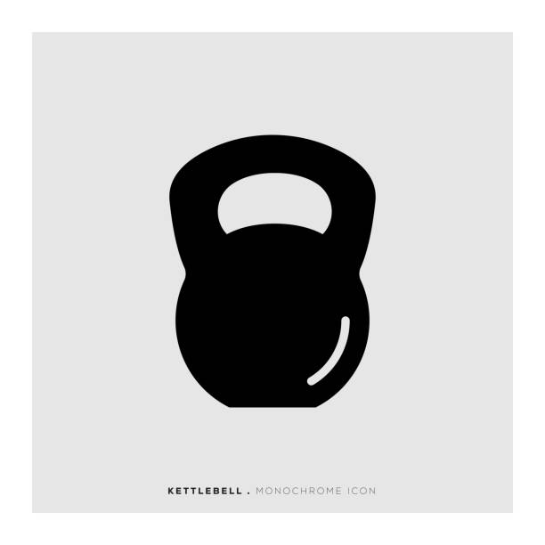 kettlebell monochrome icon - kugelhantel stock-grafiken, -clipart, -cartoons und -symbole