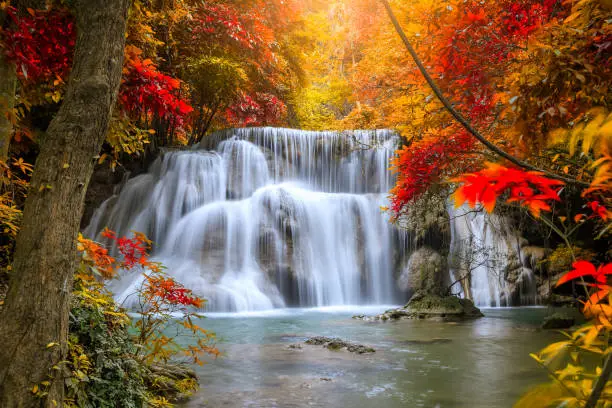 Photo of Huai Mae Khamin Waterfall tier 3, Khuean Srinagarindra National Park, Kanchanaburi, Thailand