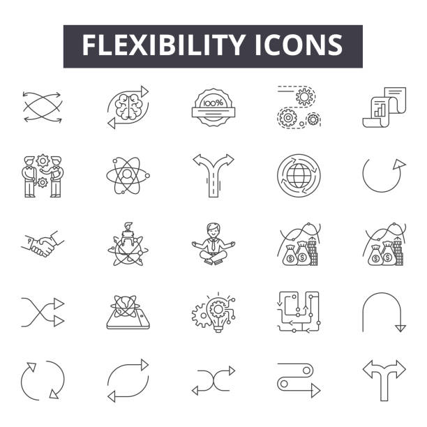 flexibilitätszeilen-icons, zeichen, vektor-set, lineares konzept, umrissillustration - flexibilität stock-grafiken, -clipart, -cartoons und -symbole