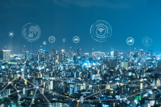 istock Cityscape with connecting dot technology of smart city conceptual 1148825183