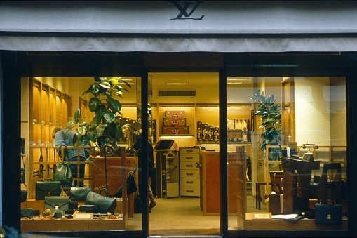 Louis Vuitton Boutique In Paris 1980s Stock Photo - Download Image