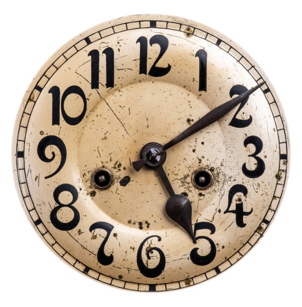 istock Old vintage clock face isolated on white 1148827839
