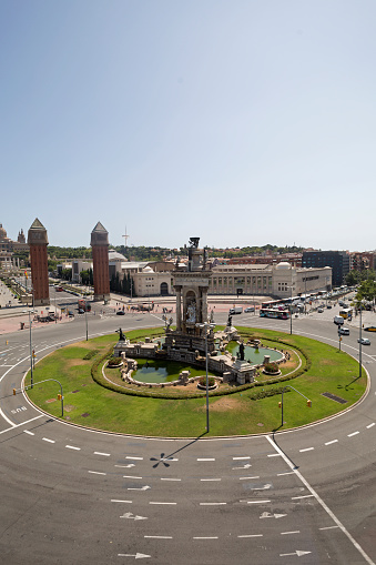 Spain, Barcelona, July 16, 2013 : Aerial view of the Plaza de Espana