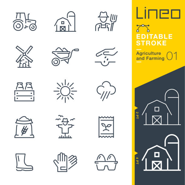 Lineo Editable Stroke - Agriculture and Farming line icons Vector Icons - Adjust stroke weight - Expand to any size - Change to any colour farmer stock illustrations
