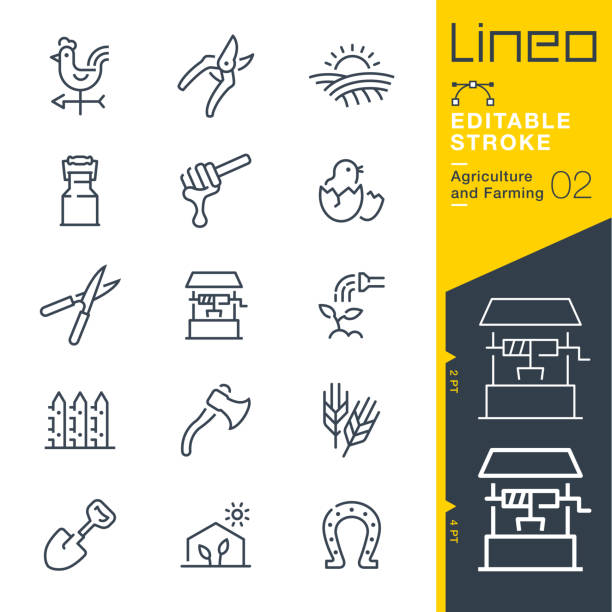 lineo editable stroke - ikony linii rolnictwa i rolnictwa - weather vane obrazy stock illustrations