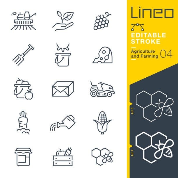 Lineo Editable Stroke - Agriculture and Farming line icons Vector Icons - Adjust stroke weight - Expand to any size - Change to any colour fruit symbols stock illustrations