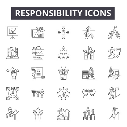 Responsibility line icons, signs, vector set, linear concept outline illustration