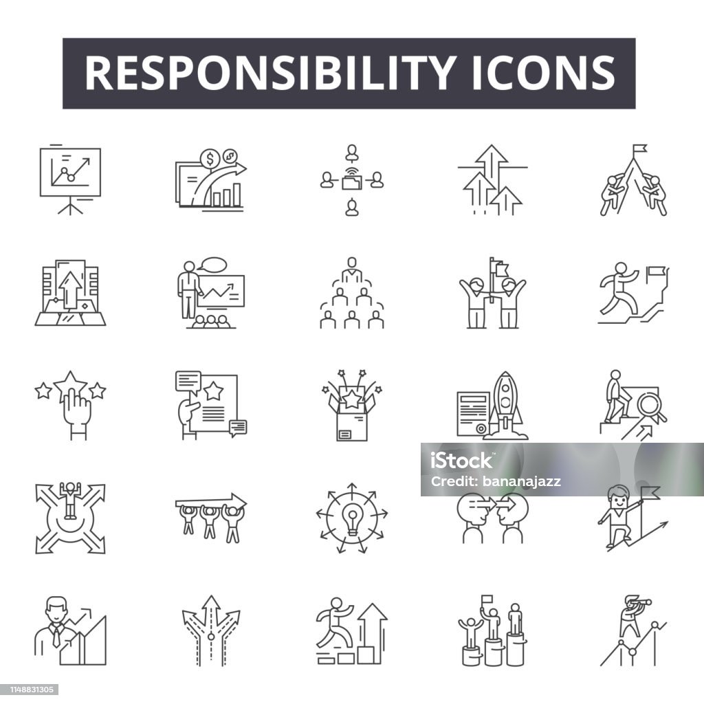 Responsibility line icons, signs, vector set, outline concept, linear illustration Responsibility line icons, signs, vector set, linear concept outline illustration Icon Symbol stock vector