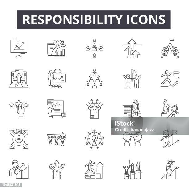 Responsibility Line Icons Signs Vector Set Outline Concept Linear Illustration Stock Illustration - Download Image Now