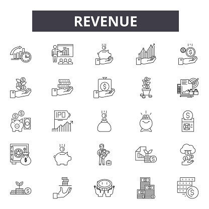 Revenue line icons, signs, vector set, outline concept linear illustration