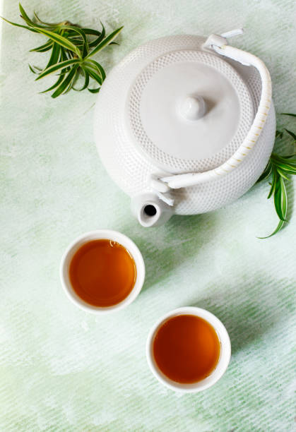 istock Top view a cup of tea and chinese teapot. 1148832136