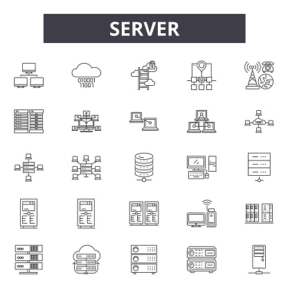 Server line icons, signs, vector set, outline concept linear illustration