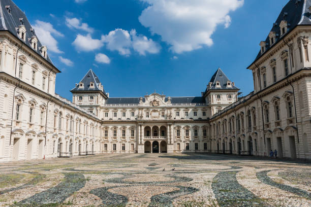 the castle of valentino (italian castello del valentino) is a historic building in turin - urban scene real estate nobody white imagens e fotografias de stock