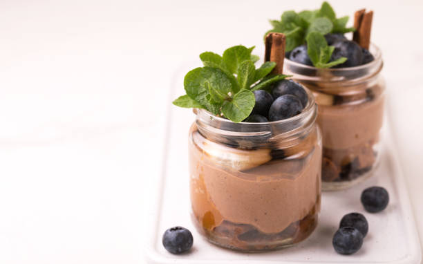 istock Cake dessert. Chocolate mousse with blueberry, mint and cinnamon 1148838491