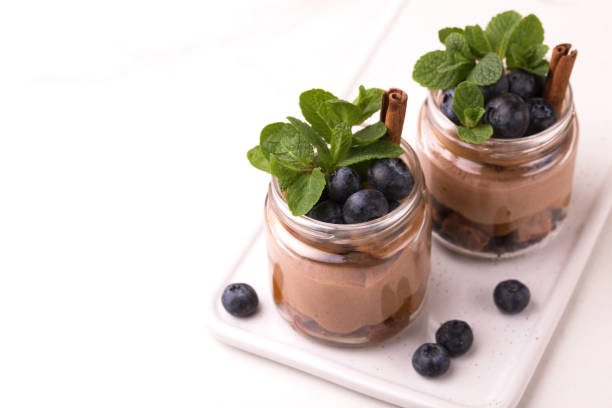 istock Cake dessert. Chocolate mousse with blueberry, mint and cinnamon 1148838654