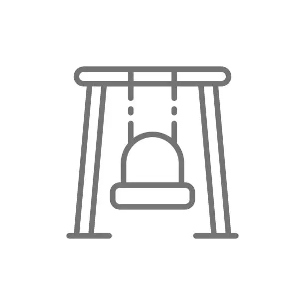 Vector illustration of Single swing for playground line icon.