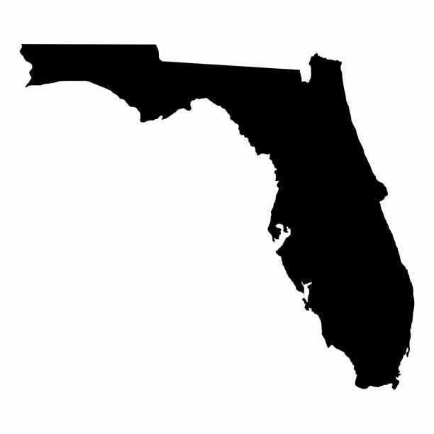 mapa florydy ciemna sylwetka - florida stock illustrations