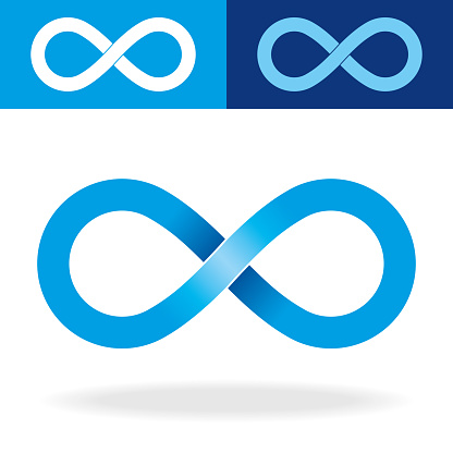 Vector illustration of a Beautiful Geometric Infinity Symbol with tones of blue colour