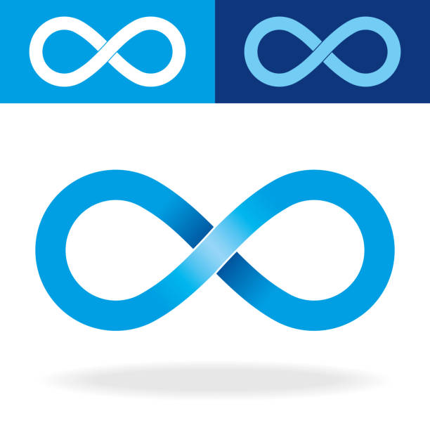 Geometric Infinity Symbol Vector illustration of a Beautiful Geometric Infinity Symbol with tones of blue colour loopable elements stock illustrations