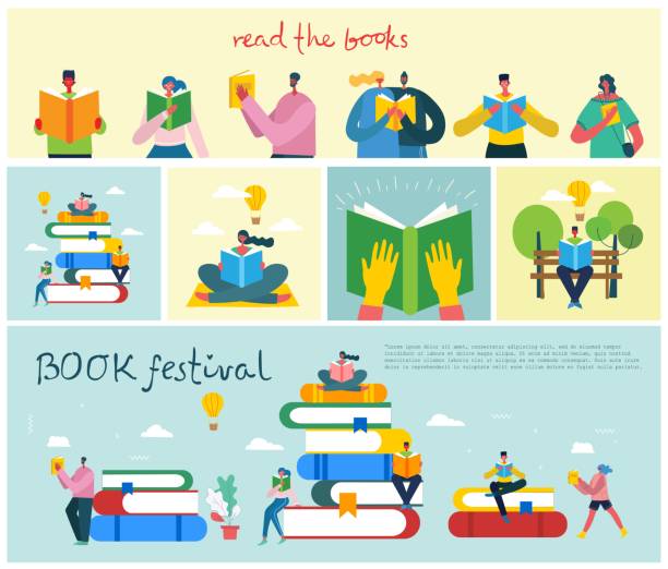 ilustrações de stock, clip art, desenhos animados e ícones de world book day and book festival - editorial concepts and ideas retail place store