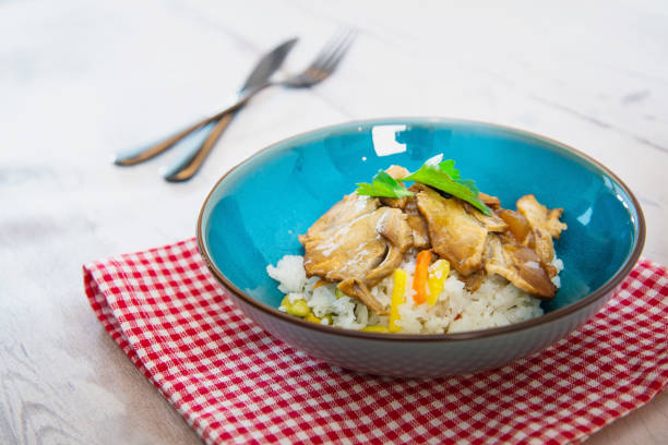 caramel pork and vegetable thai rice