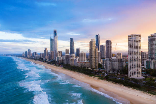 istock Sunset over Surfers Paradise on the Gold Coast 1148844423