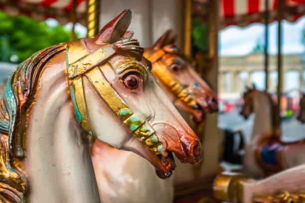Vintage Carousel Horses at a Fair