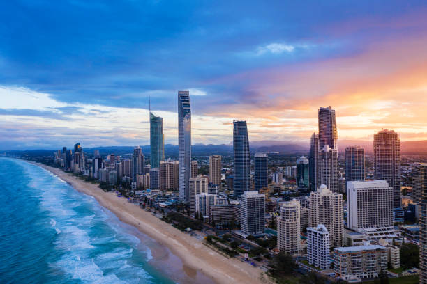 istock Sunset over Surfers Paradise on the Gold Coast 1148844565