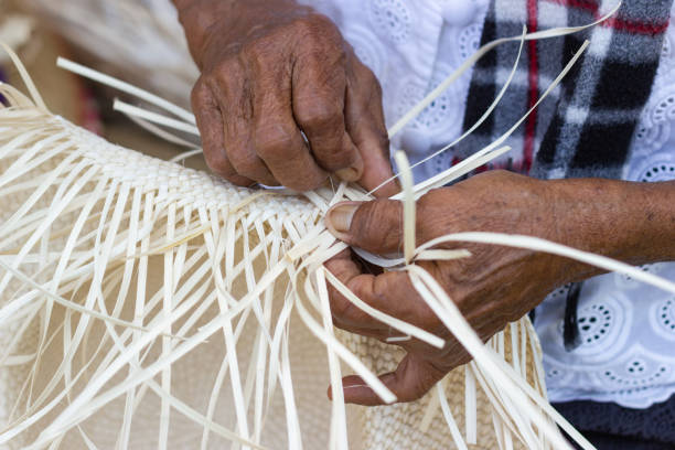 istock The villagers took bamboo stripes to weave into different forms for daily use 1148851137