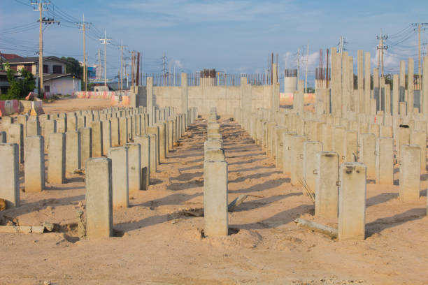 istock The stake of cross bridge construction for transportation support. 1148855555