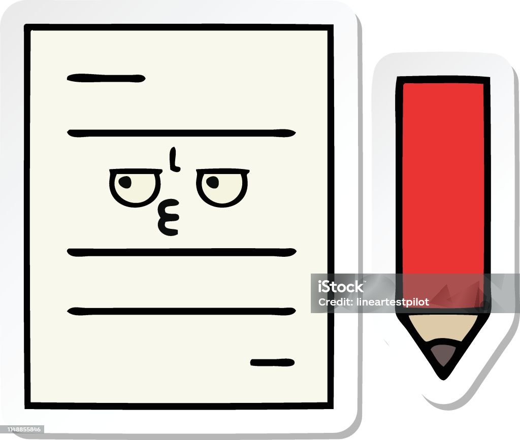 Sticker Of A Cute Cartoon Test Paper Stock Illustration - Download Image  Now - Art, Cartoon, Clip Art - iStock