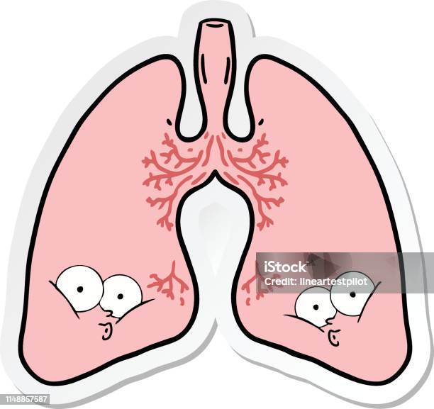 Sticker Of A Cartoon Lungs Stock Illustration - Download Image Now - Lung,  Sticker, Art - iStock