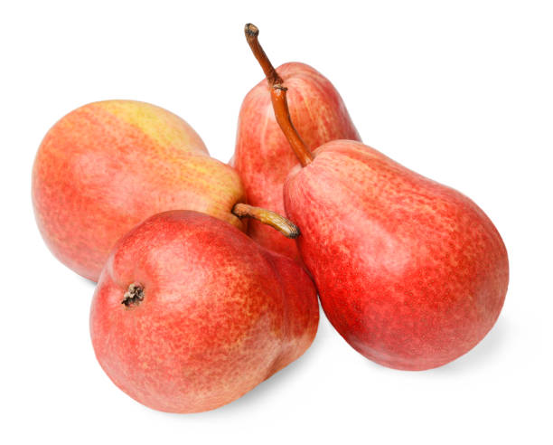 istock Four red pears isolated on white background. Bright colours. Design element for print and web. 1148859300