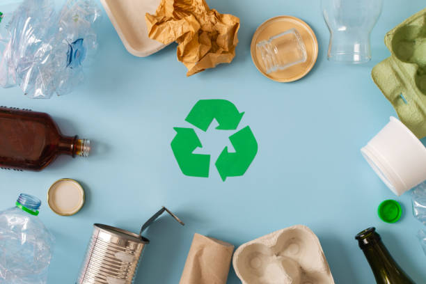 istock Environmental conservation concept - rubbish prepared for recycling, cardboard, plastic, metal, glass 1148859700