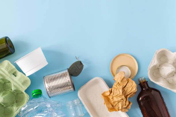 istock Environmental conservation concept - rubbish prepared for recycling, cardboard, plastic, metal, glass 1148859706