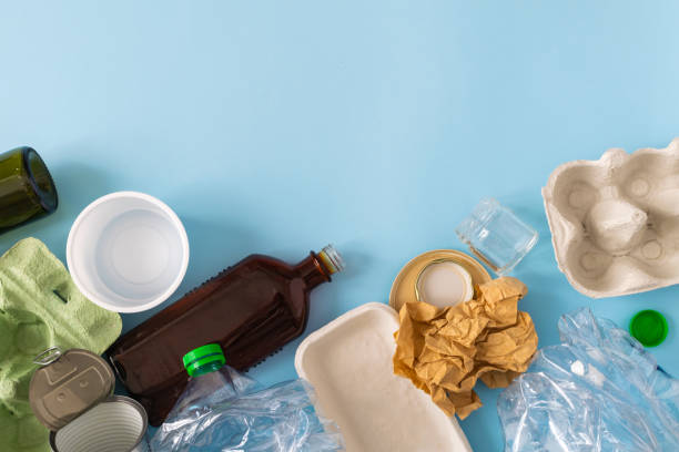 istock Environmental conservation concept - rubbish prepared for recycling, cardboard, plastic, metal, glass 1148859964