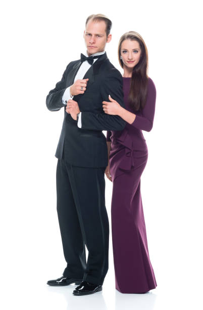 istock Handsome man with beautiful woman on white background 1148860043