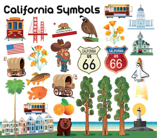 California Symbols Vector California Symbols san rafael california stock illustrations