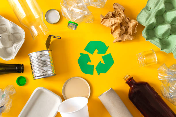 istock Environmental conservation concept - rubbish prepared for recycling, cardboard, plastic, metal, glass 1148860604