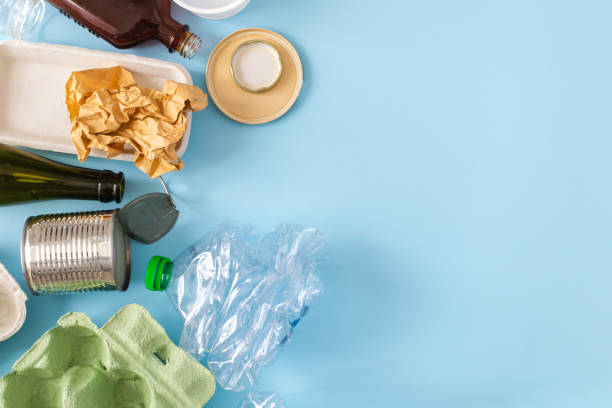 istock Environmental conservation concept - rubbish prepared for recycling, cardboard, plastic, metal, glass 1148860638